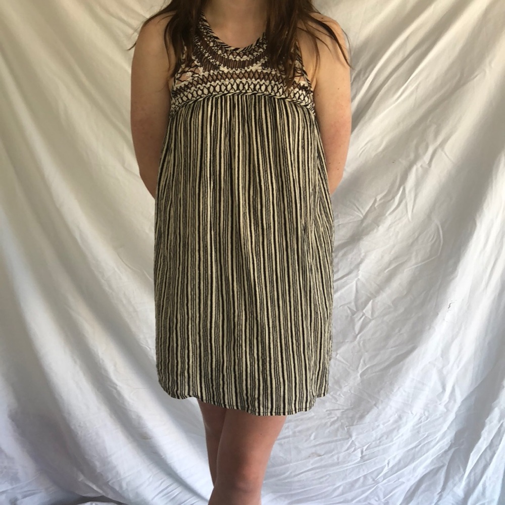 Striped gauzy mini dress